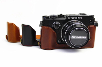 R Pu Leather Camera Bag Half Body Case For Olympus PEN-F EM5 EM10 OM-D E-M5 E-M10 Mark II III IV E-P