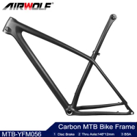 Airwolf New Carbon MTB Frame 148*12MM Thru Axle XC Hardtail Ultraight 913g Carbon Frames and 173g Lenght 420mm Carbon Seatpost