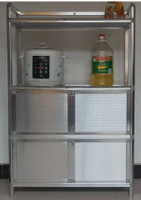 加厚硬廚房碗櫃微波爐餐邊櫃儲物不鏽鋼菜櫥鋁合金櫃茶水櫃