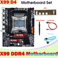 X99 Motherboard+Baffle+SATA Cable+Switch Cable+Thermal Grease LGA2011-3 DDR4 Support 4X32G For E5-2678 V3 E5 2676 V3 CPU