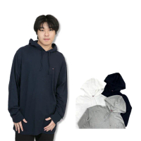 【Tommy Hilfiger】Tommy Hilfiger 薄帽T 電繡logo 純棉 大尺碼 長袖 連帽 無刷毛 帽T 平輸品(帽T 9201AA3)