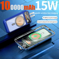 100000mAh 22.5W Super Fast Charging Power Bank Magnetic Wireless PowerBank Phone Portable Battery For iPhone Xiaomi Huawei