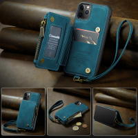 Sarung Telefon Selak Kulit Tiruan dengan Lanyard, Dompet, Pemegang Slot, Penutup Pelindung Magnetik,