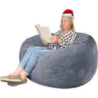 4ft Bean Bag Chair Large Memory Foam Bean Bag Chairs for Adults with Filling,Ultra Soft Dutch Velvet Cover,Round Fluffy Sofa