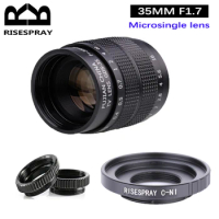 FUJIAN 35mm F1.7 CCTV TV Movie lens+C Mount Ring+Macro ring for Nikon1 J5 AW1 S2 J4 J3 J2 J1 C-N1 N1 Mount Mirroless Camera