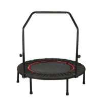 40/48 Mini Trampoline for Adults Foldable Fitness Trampoline with Adjustable Handrail Bearing 100KG Home Gym Rebounder Jumping
