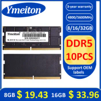 Ymeiton memoriam ddr5 10PCS ram 8GB 16GB 32GB 4800MHz 5600MHz U-DIMM RAM 288Pin 1.1v PC Laptop Memory Wholesales