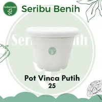 Pot Kuping VINCA 25 - Pot Bunga Cantik Tanaman Plastik Ruplas Hitam Putih Tebal Dan Berkualitas Puti