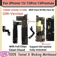 Full Chips Working Support iOS Update For iPhone 15 Pro Max / 15Pro Motherboard Clean iCloud Logic Board, SIM Version A + Plate