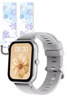 EGLANTINE FROST 特別版智慧手錶 - iOS/Android 銀色智慧手錶，搭配 2 條橡膠錶帶（灰色/FROST）