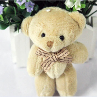 50pieces/lot 12cm Brown Ribbon bow tie Bear cartoon bouquet bear doll plush joints Naked teddy bear doll mini bear doll