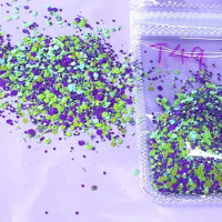 50g Purple Green Hexagon Shape Nail Glitter Sequin Polish Flakes Manicure Decorations Tumbler Cup Epoxy Resin