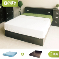 【YUDA 生活美學】房間組2件組 加大6尺 床底+獨立筒床墊 床架組/床底組