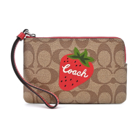 COACH 草莓印花PVC手拿包(紅)