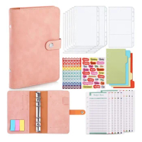 A6 Binder Budget Notebook,32Pc Ring Binder A6 Budget Planner with Clear Plastic Money Envelopes Organizer Binder Cover B