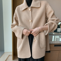 羊毛大衣毛呢外套-短版寬鬆雙面呢秋冬女外套4色74bi81【獨家進口】【米蘭精品】