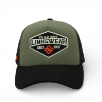 Topi Trucker Bordir Timbul Linkswear Lotto Black Grey LTT136 Ukuran Adjustable