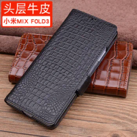 Luxury Genuine Leather Magnet Clasp Phone Cases For Xiaomi Mi Mix Fold3 Fold 3 Kickstand Holster Cover Case
