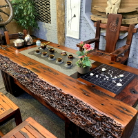 老船木茶桌椅組合實木功夫茶幾桌茶臺中式茶具套裝一體辦公室會客