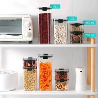 Toples Plastik Penyimpanan Bahan Makanan Serbaguna 460ml 700ml 1.3L 1.8L Kedap Udara Storage Jar 700