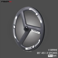 Folding Bicycle Carbon Wheelset, V Brake, 20 Inch, 3 Spokes Wheels, 451