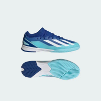 【adidas 愛迪達】X CRAZYFAST.3 IN J 兒童款 運動 訓練 穩定 平底 室內足球鞋 藍白(IE1562)