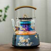 煥彩大容量玻璃煮茶器套裝家用蒸汽茶爐自動電陶爐煮茶壺網紅茶具