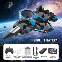 Pesawat RC Glider Upgrade ABS 2.4Ghz Lampu LED Pesawat Remote Control Anak Biru