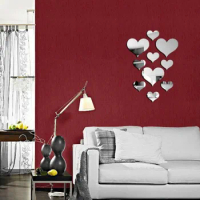 Wallpaster 10pcs Love Heart Acrylic 3d Mirror Wallpaper Mural Decal Removable Mirror Stickers Wall Stickers For Living Room