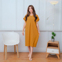 DASTER JUMBO POLOS CRINKLE BUSUI LD 122 Polos Ornamen Resleting Daster Wanita Pendek Santai Dress Ra