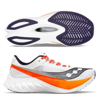 SAUCONY 索康尼 ENDORPHIN PRO 4 男款 碳纖維板 路跑鞋(S20939-129 白橘 競速 厚底 馬拉松)