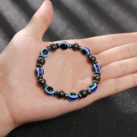 New Natural Blue Eye Hematite Beaded Bracelets Men Magnetic Health Protection Balance Bracelets Women Jewelry Gifts