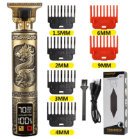 USB Electric LCD Hair Clipper Trimmer All In One Gold Light Head Rechargeable Hair Clipper Oil Head Hair Carving Mark Razor