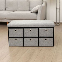 內地直送 - 源頭大容量帶抽屜式儲物凳可折疊麻布多功能收納凳玄關換鞋凳