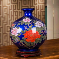 景德鎮水晶釉陶瓷花瓶現代新中式客廳裝飾品插花花器瓷瓶客廳擺件