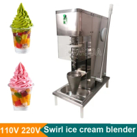 110V 220W Swirl Freeze Fruit Yogurt Ice Cream Mixer Blender Real Ice Cream Maker Fruit Ice Cream Blender Mixer Machine Auto Wash