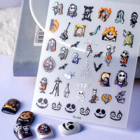 5D Embossed Halloween Nail Art Decorations Sticker Skull Skeleton Ghost Relief Decals Manicure Decor Nail Supplies Materials New