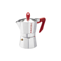 【PEDRINI】Kaffettiera義式摩卡壺 紅銀3杯(濃縮咖啡 摩卡咖啡壺)