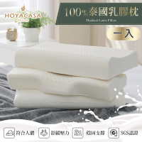 HOYACASA 100%泰國天然乳膠枕1入-附舒柔布套、手提收納袋(多款任選 超值首選)