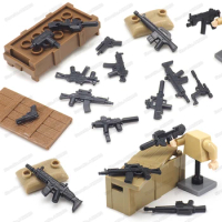 Military Weapons Dagger M1911 MP5 Submachine Gun Set Building Block Moc Soldier WW2 Figures Equipmen