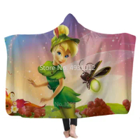 Disney Princess Flower Fairy Hooded Blanket wIth Cloak Magic Hat Children Napping Blanket Sherpa Kids Sofa TV Car Body Cover