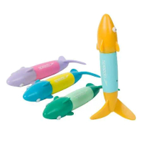 SPEEDO 水中造型玩具組-游泳 戲水 潛水 訓練 旋轉魚 附收納袋 藍粉綠黃