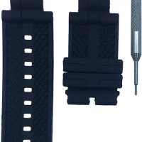 26mm Black Rubber Watch Band Strap Compatible with Invicta Zeus Bolt | Free Spring Bar Tool