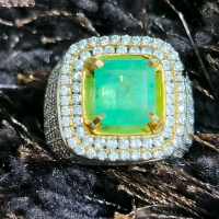 Natural Emerald Beryl colombia, (Zamrud kolombia) dengan ikat perak microsetting