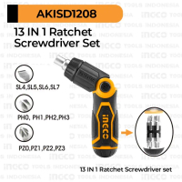 13-in-1 Ratchet Screwdriver Set INGCO AKISD1208 Obeng Tekuk Ratcheting