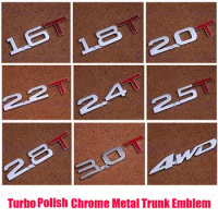 New Bumper Sticker Metal Emblem Decal Turbo TSI Rear Trunk Trim Badge Polish Chrome Red 1.5T 1.6T 1.8T 2.0T 2.2T 2.4T 2.5T 3.0T