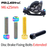 RISK 2pcs/box Mountain Bike Bicycle M6x25mm Disc Caliper Brake Fixing Bolts Screws Extended Titanium Alloy