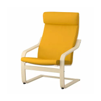 POÄNG 扶手椅, 實木貼皮, 樺木/skiftebo 黃色