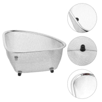 Drain Basket Draining Mesh Strainer Mesh Holder Triangle Drainer Rack Dish Drying Stainless Steel Corner Colander