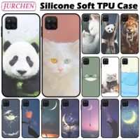 JURCHEN Silicone Phone Case For Samsung Galaxy A12 Cute Cartoon Cat Dog Printing For Samsung A12 5G SM-A125F A125M A125F Cover
